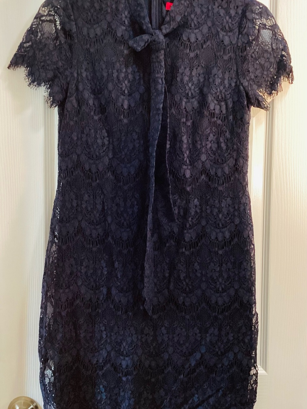 Betsey Johnson Black Lace Dress with Pink Label Detail